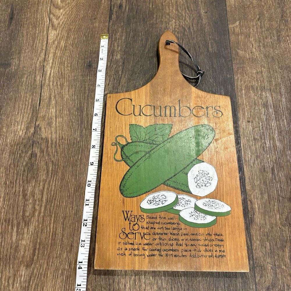 Vintage Cucumber Wood Cutting Board Farmhouse Kitchen Decor Rustic Wall Hanging - Picture 6 of 7